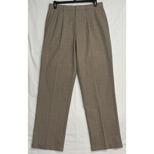 Dockers D4 Men's 34 x‎ 34 Pants Plaid Tan Pleated Cuffed Business Casual